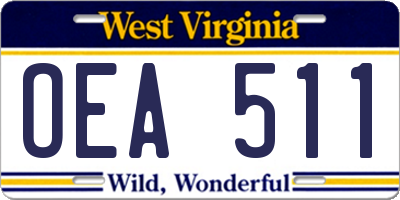 WV license plate OEA511