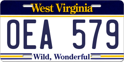 WV license plate OEA579