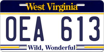 WV license plate OEA613