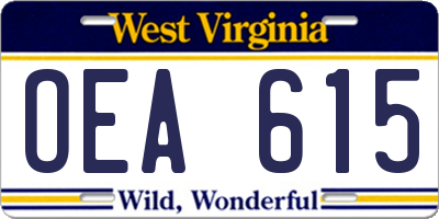 WV license plate OEA615