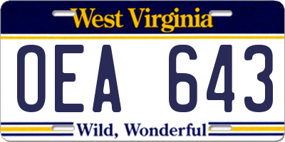WV license plate OEA643