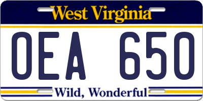 WV license plate OEA650