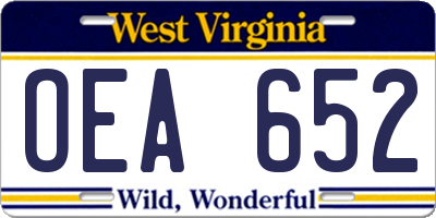 WV license plate OEA652