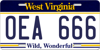 WV license plate OEA666