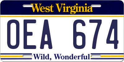 WV license plate OEA674