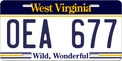 WV license plate OEA677