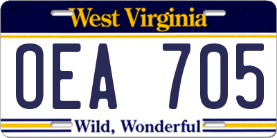 WV license plate OEA705