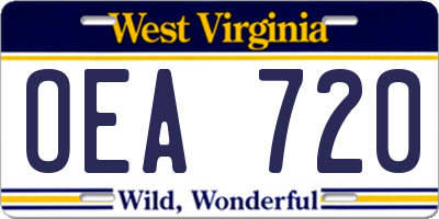 WV license plate OEA720