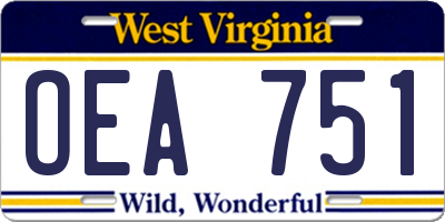 WV license plate OEA751