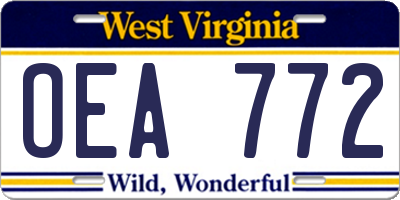 WV license plate OEA772