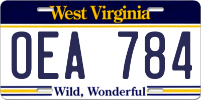 WV license plate OEA784