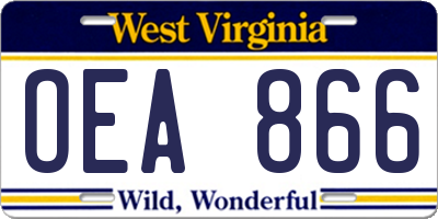 WV license plate OEA866