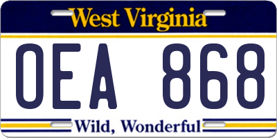 WV license plate OEA868