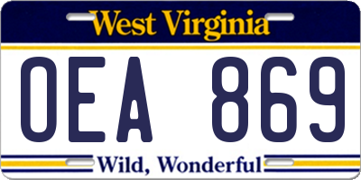 WV license plate OEA869