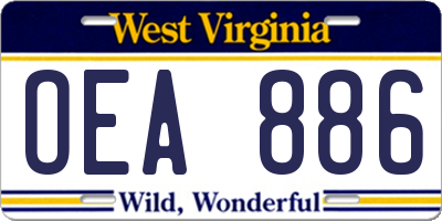 WV license plate OEA886