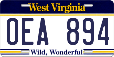 WV license plate OEA894
