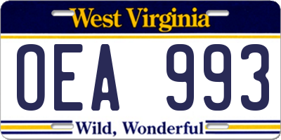 WV license plate OEA993
