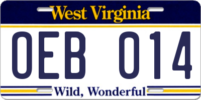 WV license plate OEB014