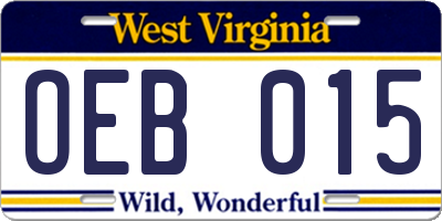 WV license plate OEB015