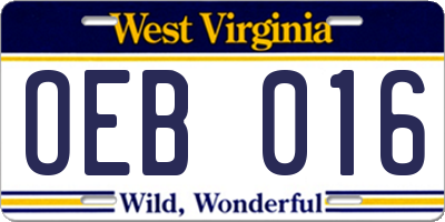 WV license plate OEB016