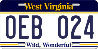 WV license plate OEB024
