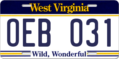 WV license plate OEB031