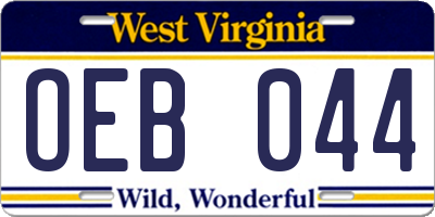 WV license plate OEB044