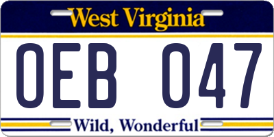 WV license plate OEB047