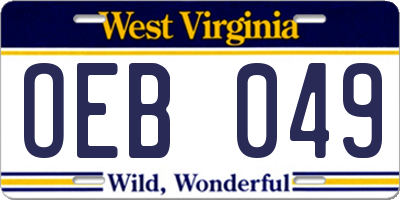 WV license plate OEB049
