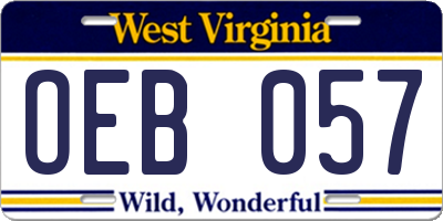 WV license plate OEB057