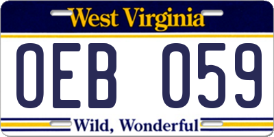 WV license plate OEB059