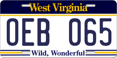 WV license plate OEB065