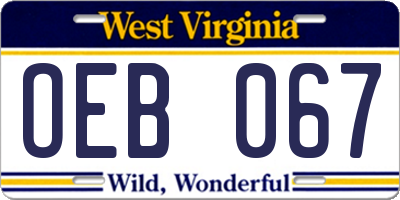 WV license plate OEB067