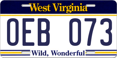 WV license plate OEB073