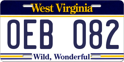 WV license plate OEB082