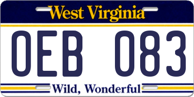 WV license plate OEB083