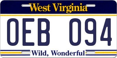 WV license plate OEB094