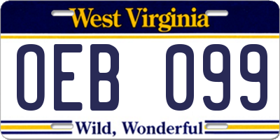 WV license plate OEB099