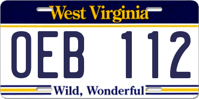 WV license plate OEB112