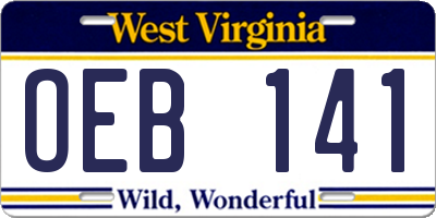 WV license plate OEB141