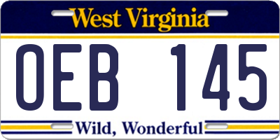 WV license plate OEB145