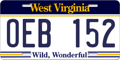 WV license plate OEB152