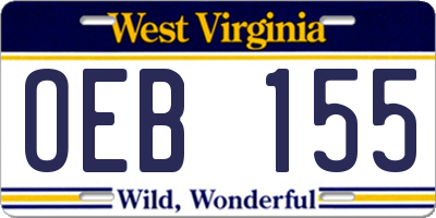 WV license plate OEB155