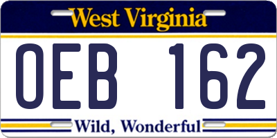 WV license plate OEB162