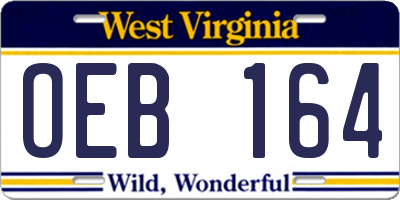 WV license plate OEB164