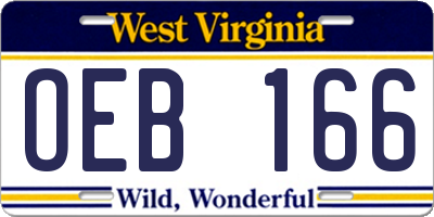 WV license plate OEB166