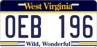 WV license plate OEB196