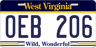 WV license plate OEB206