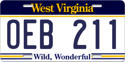 WV license plate OEB211