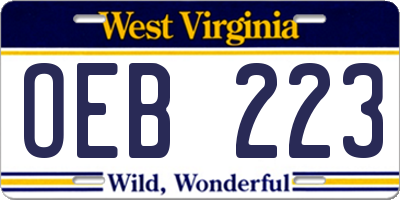 WV license plate OEB223